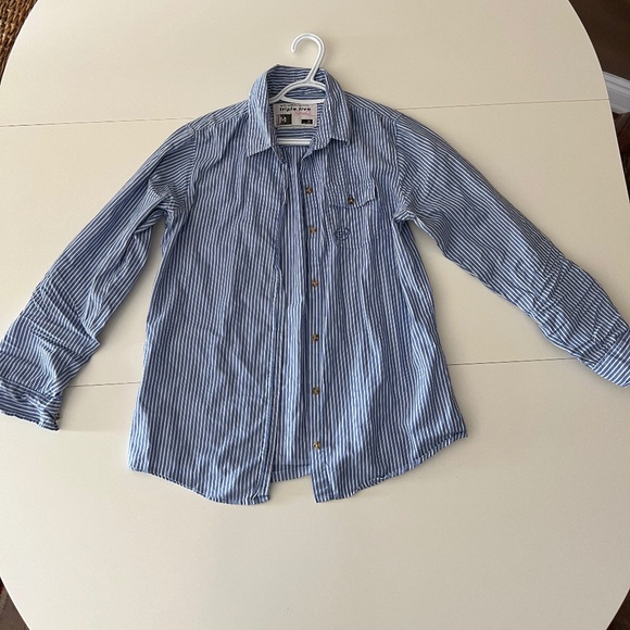 Blue and White Striped Women’s Dress Shirt - Picture 1 of 2